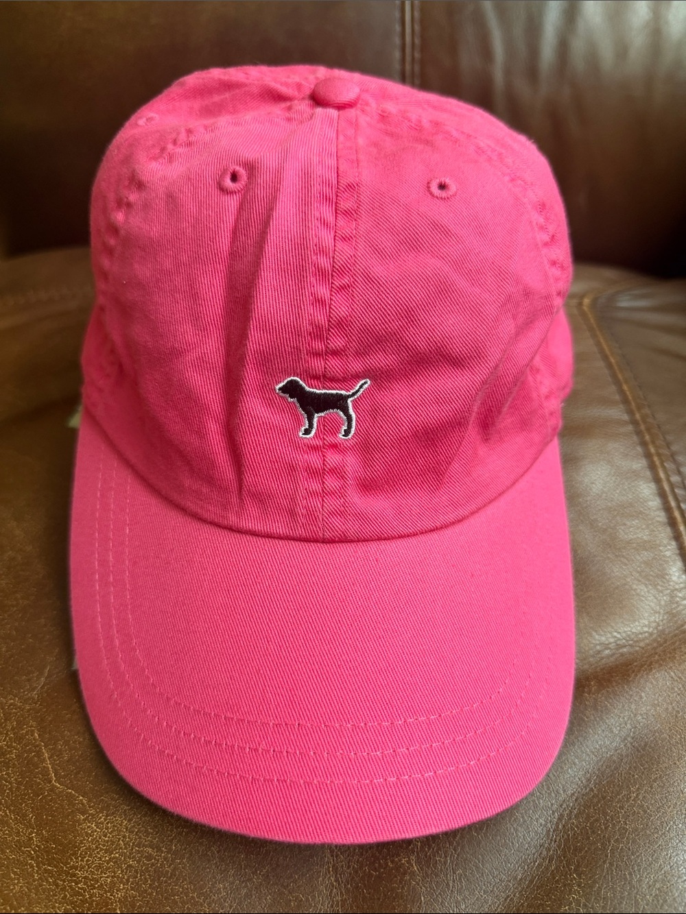 Pink Dog Embroidered Baseball Cap